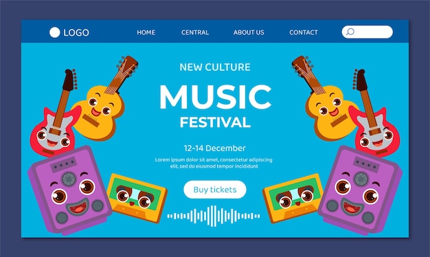 Kostenloser Vektor handgezeichnete musikfestival-vorlage
