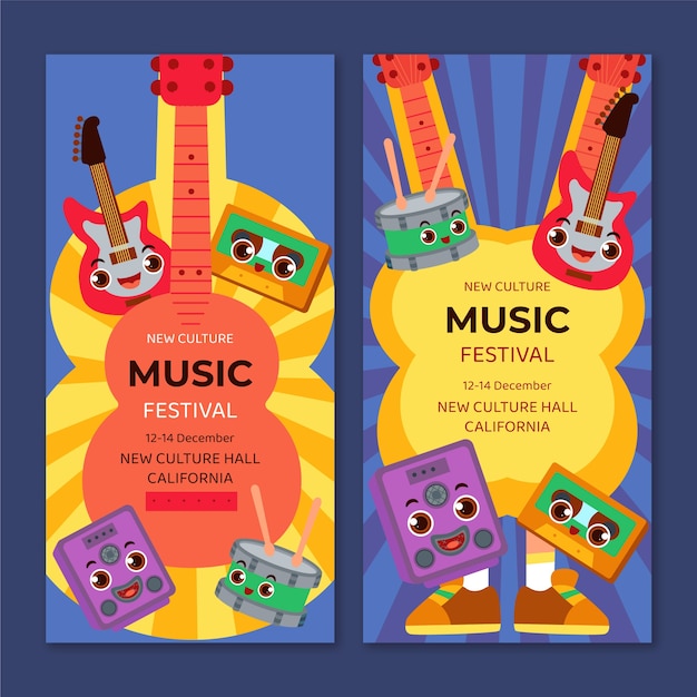 Handgezeichnete musikfestival-vorlage