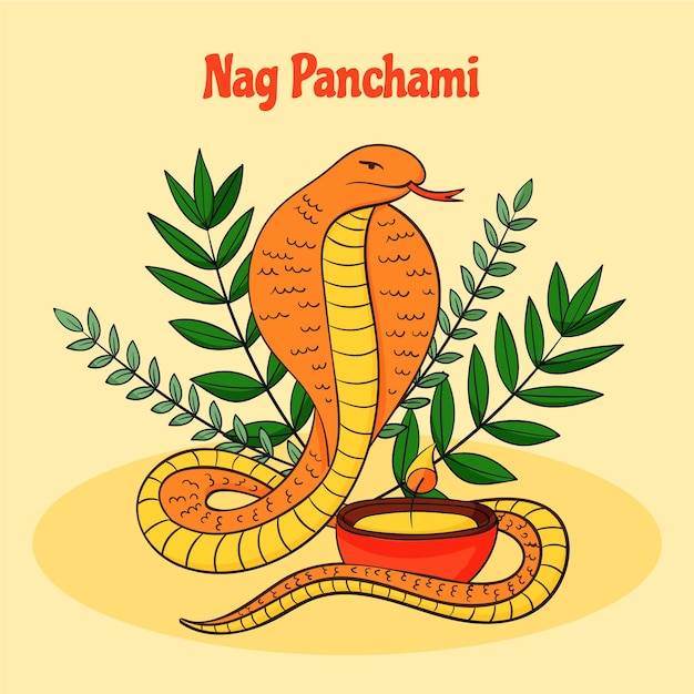 Kostenloser Vektor handgezeichnete nag panchami illustrationami