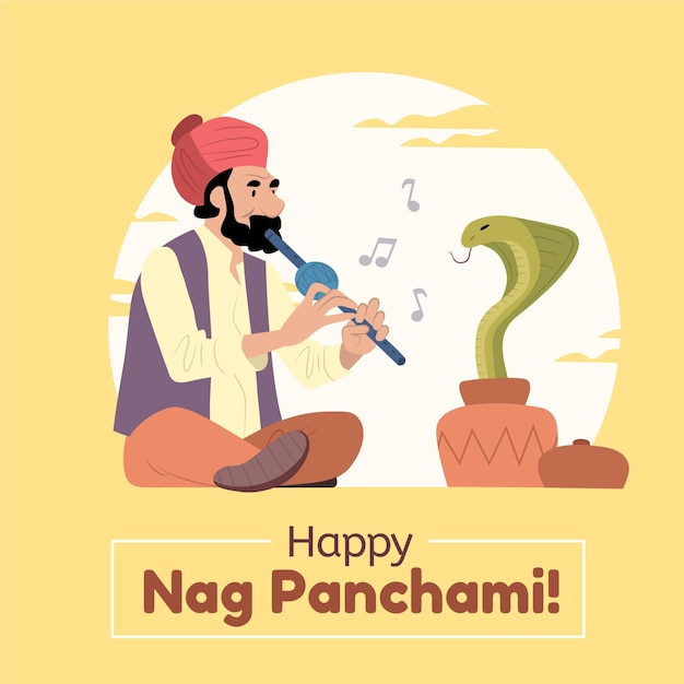 Handgezeichnete nag panchami illustrationami