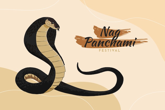 Handgezeichnete nag panchami illustrationami