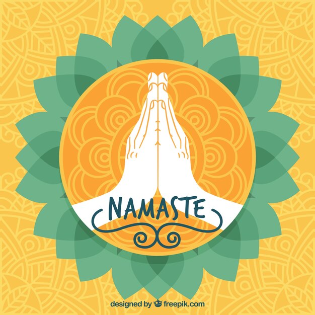Namaste Geste Mit Henna Tattoos Kostenlose Vektor