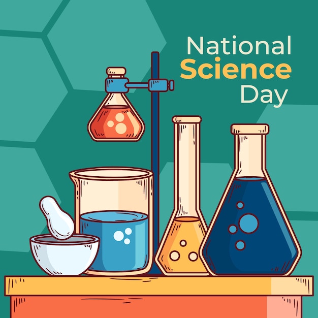 Handgezeichnete national science day illustration