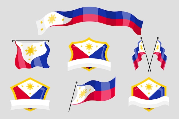 Handgezeichnete nationale Embleme der philippinischen Flagge