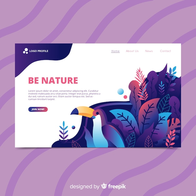 Handgezeichnete natur landing page