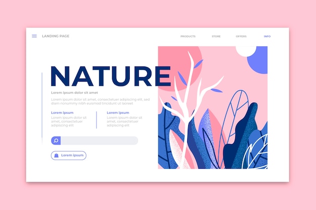 Kostenloser Vektor handgezeichnete natur landing page