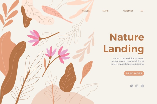 Kostenloser Vektor handgezeichnete natur landing page