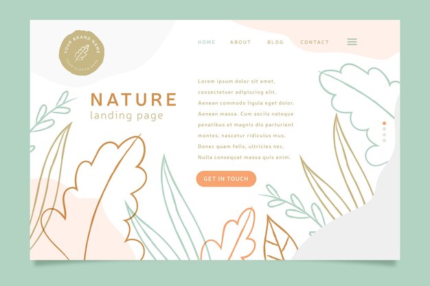 Handgezeichnete natur landing page