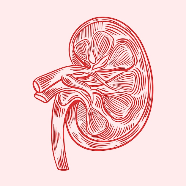 Kostenloser Vektor handgezeichnete nierenzeichnung