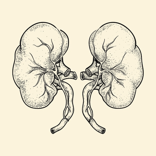 Kostenloser Vektor handgezeichnete nierenzeichnung