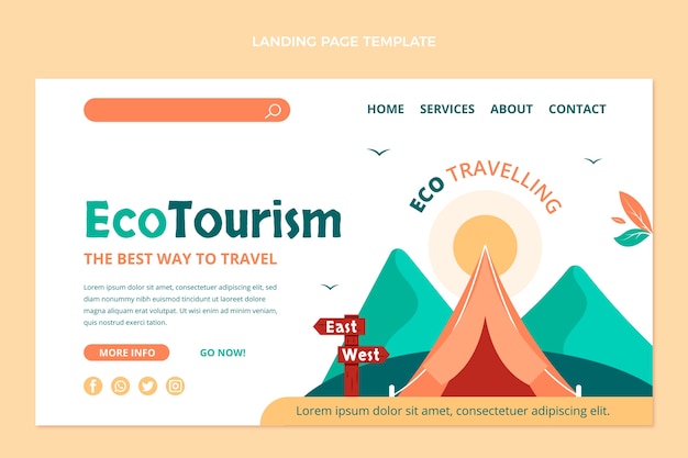 Handgezeichnete ökotourismus-landingpage mit flachem design