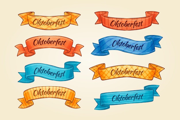 Handgezeichnete oktoberfest-bänder sammlung