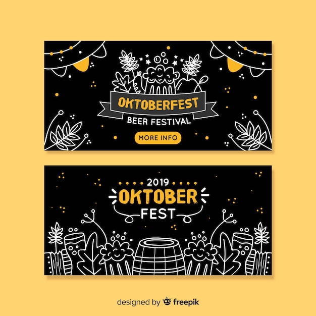 Kostenloser Vektor handgezeichnete oktoberfest banner vorlage