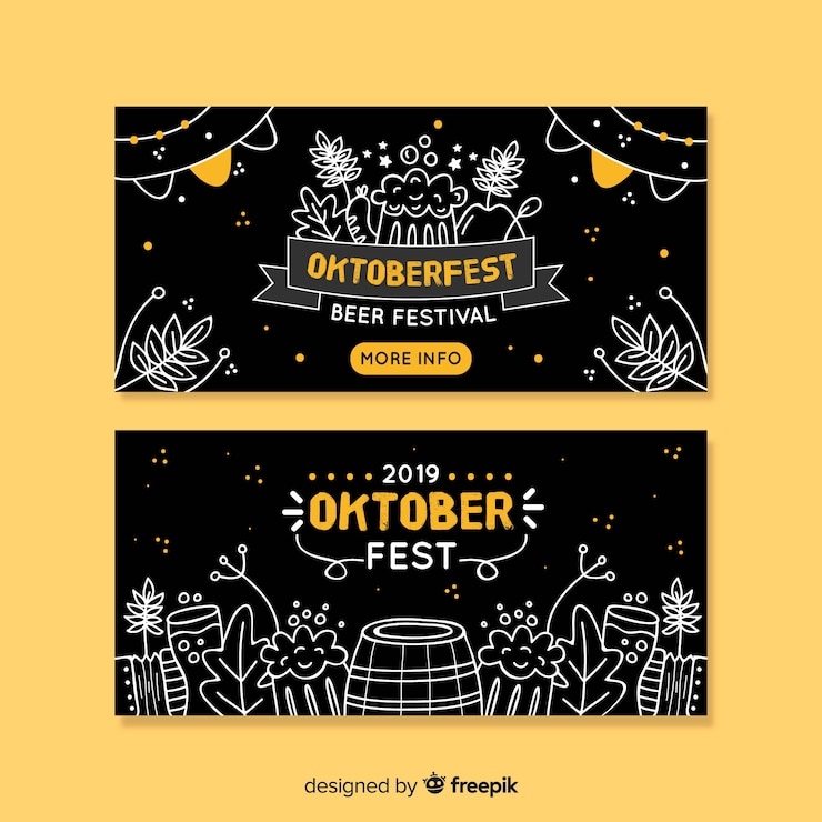 Kostenlose Vektor handgezeichnete oktoberfest banner vorlage