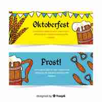 Kostenloser Vektor handgezeichnete oktoberfest banner vorlage