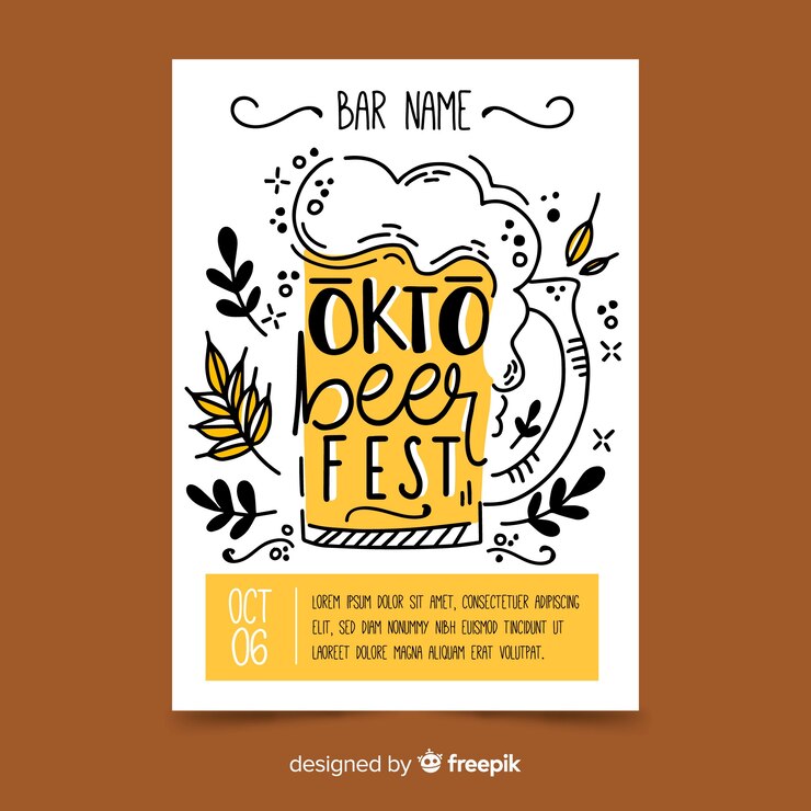 Kostenlose Vektor handgezeichnete oktoberfest plakat vorlage