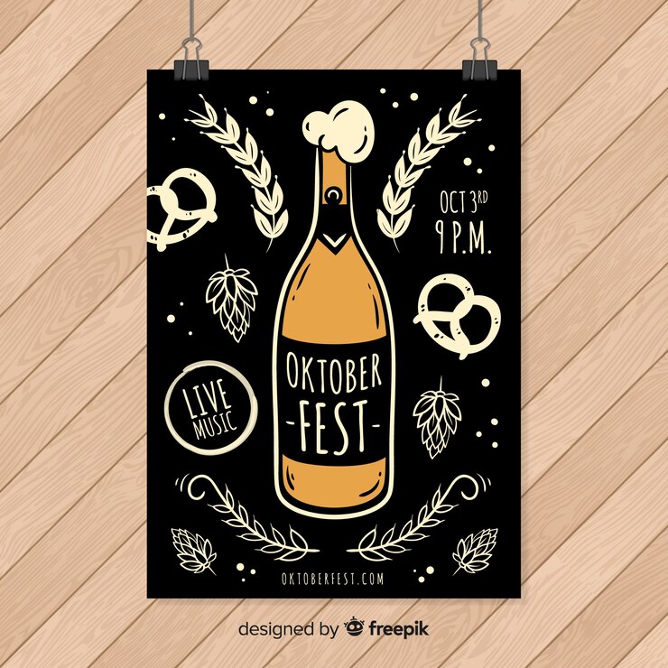 Kostenlose Vektor handgezeichnete oktoberfest plakat vorlage