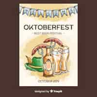 Kostenloser Vektor handgezeichnete oktoberfest plakat vorlage