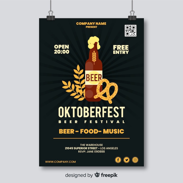 Kostenlose Vektor handgezeichnete oktoberfest plakat vorlage