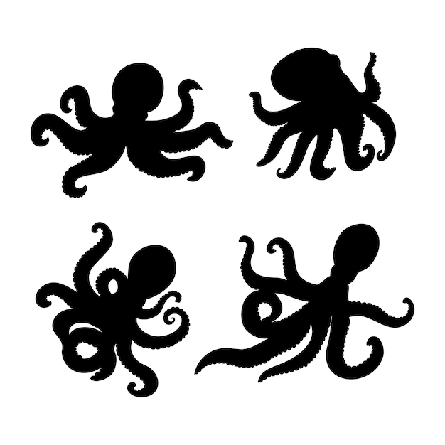 Handgezeichnete oktopus-silhouette