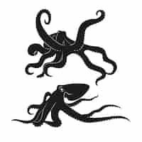 Kostenloser Vektor handgezeichnete oktopus-silhouette