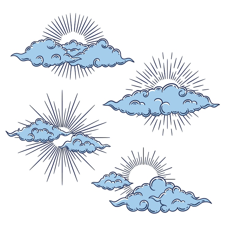 Kostenlose Vektor handgezeichnete orientalische wolkenillustration
