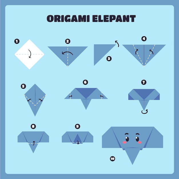 Kostenloser Vektor handgezeichnete origami-anleitungsillustration