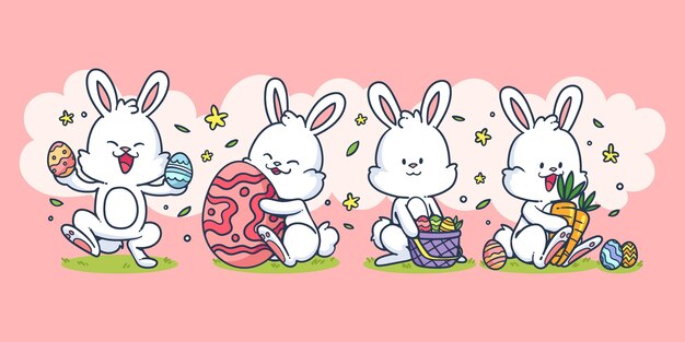 Handgezeichnete Osterhase-Kollektion