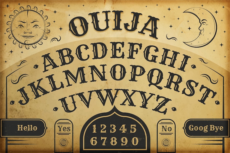 Kostenlose Vektor handgezeichnete ouija-brett-illustration
