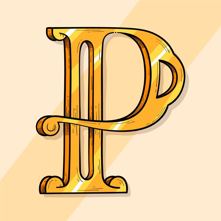Kostenlose Vektor handgezeichnete p-logo-vorlage