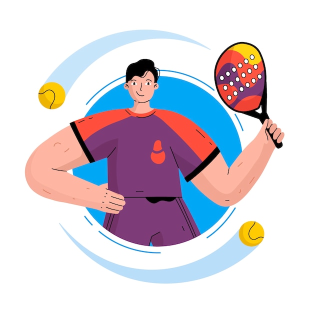 Kostenloser Vektor handgezeichnete padel-illustration