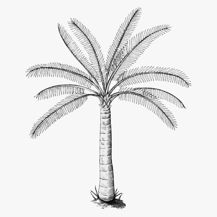 Kostenlose Vektor handgezeichnete palme