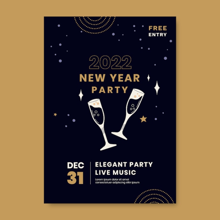 Kostenlose Vektor handgezeichnete party-flyer-vorlage für das neue jahr
