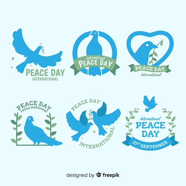 Handgezeichnete peace day label kollektion