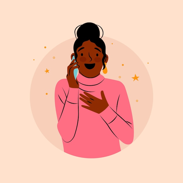 Handgezeichnete person, die am telefon spricht illustration