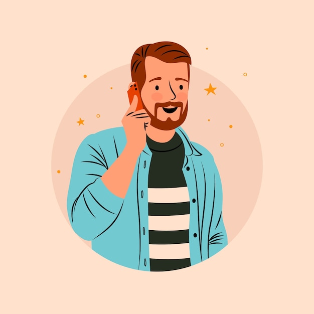 Kostenloser Vektor handgezeichnete person, die am telefon spricht illustration