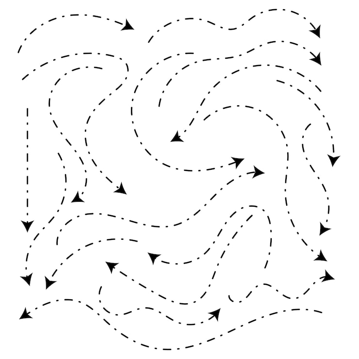 Kostenlose Vektor handgezeichnete pfeile unterschiedliche formrichtung schwarze linie set auswahl doodle skizze kurvenpfad