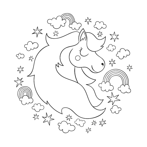 Handgezeichnete Pferdeumrissillustration