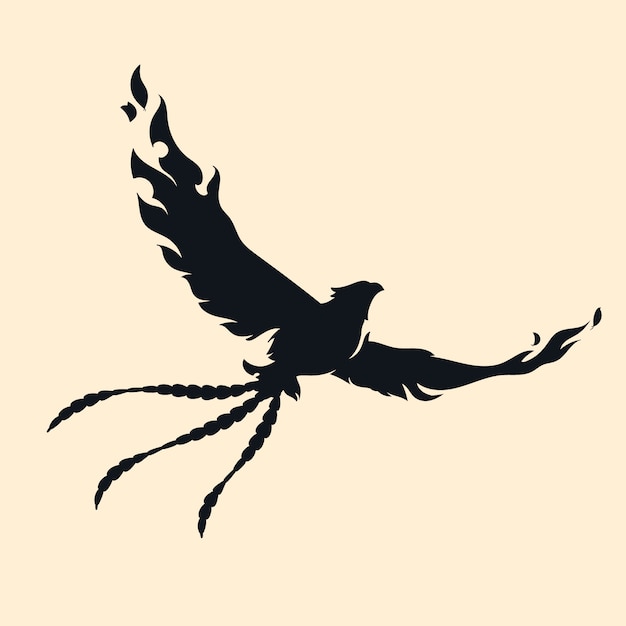 Kostenloser Vektor handgezeichnete phönix-silhouette