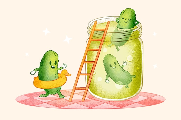 Handgezeichnete Pickles-Cartoon-Illustration