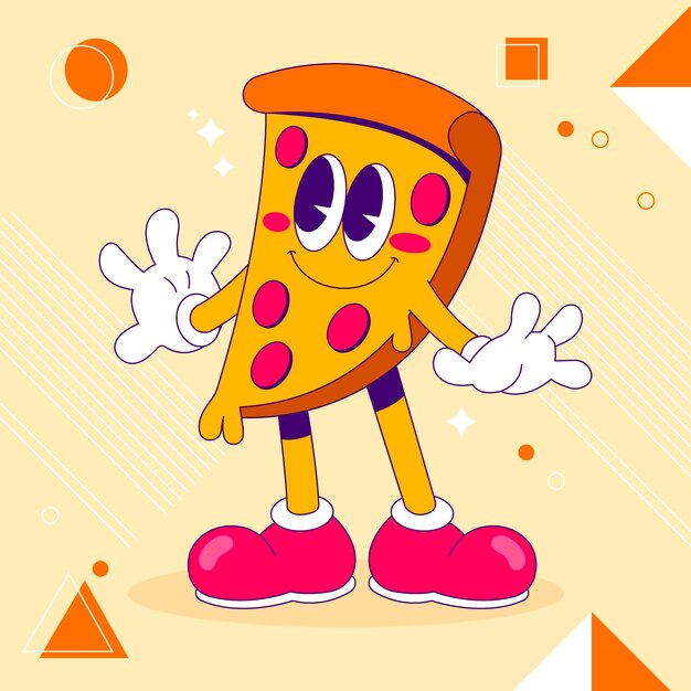 Handgezeichnete Pizza-Cartoon-Illustration