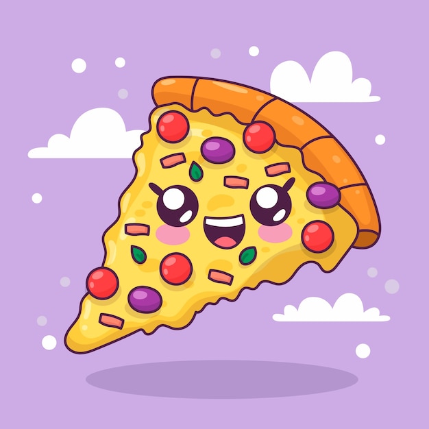 Kostenloser Vektor handgezeichnete pizza-cartoon-illustration