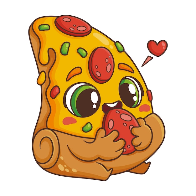 Handgezeichnete pizza-cartoon-illustration