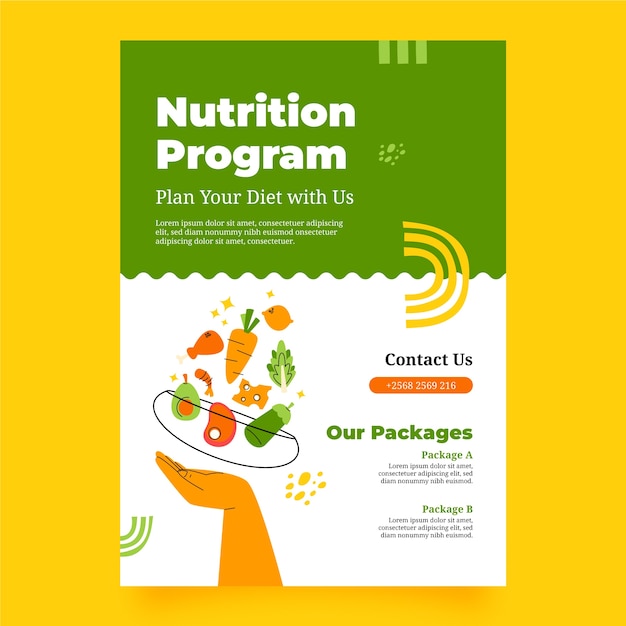 Kostenloser Vektor handgezeichnete plakatvorlage für ernährungsberatung
