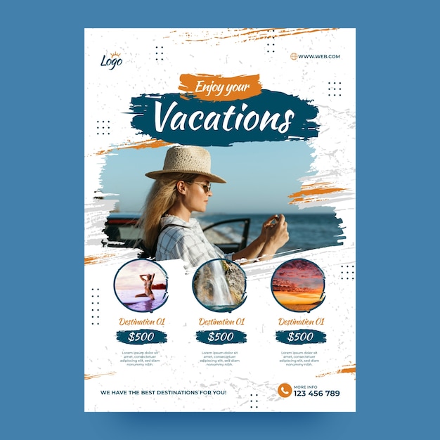 Kostenloser Vektor handgezeichnete plakatvorlage für reisebüros