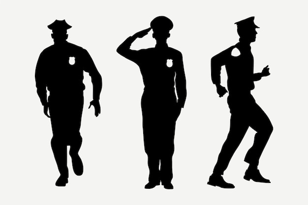 Handgezeichnete polizistensilhouette