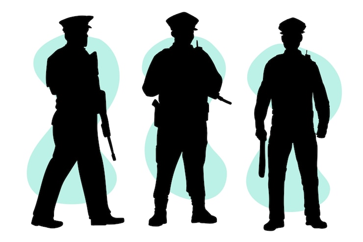 Kostenlose Vektor handgezeichnete polizistensilhouette