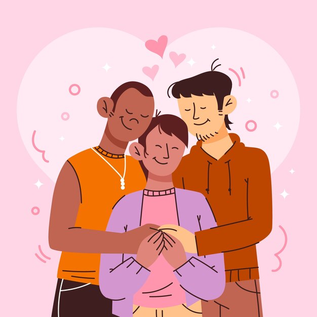 Handgezeichnete Polyamorie-Illustration