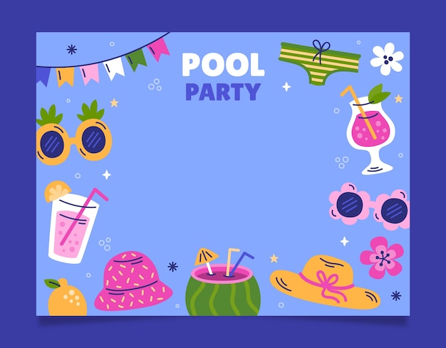 Handgezeichnete poolparty-vorlage