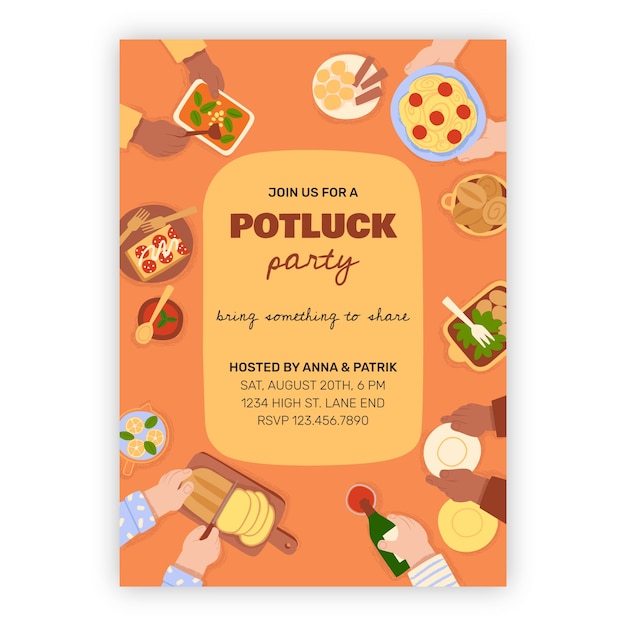 Handgezeichnete Potluck-Einladung